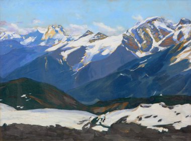 Kafkaslar karlı dağları ile peyzaj