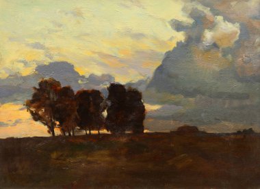 Ağaçlar ve fırtına ile peyzaj