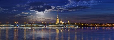 Panorama of Peter and Paul fortress and Trinity bridge in St. Pe clipart