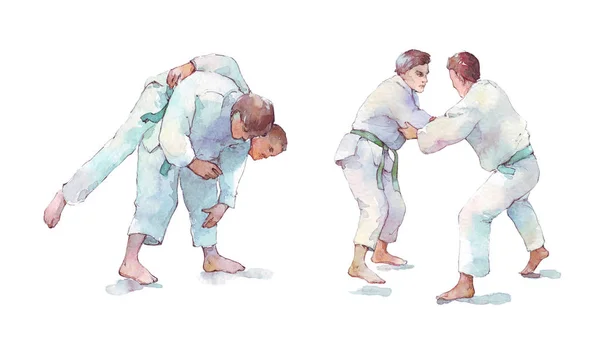 Judo de entrenamiento de dos hombres —  Fotos de Stock