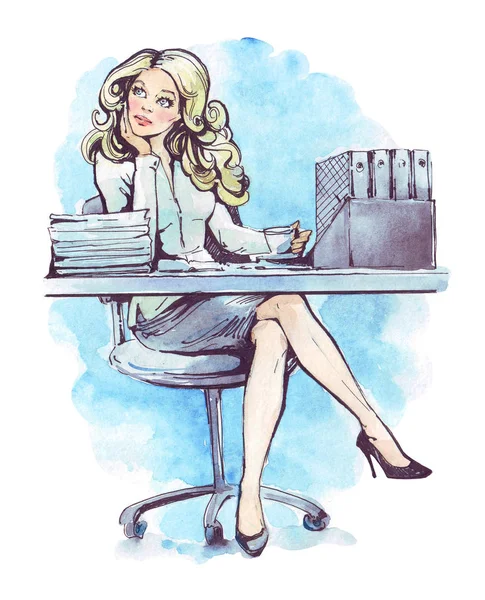 Pretty  businesswoman bored in office — Stock Photo, Image