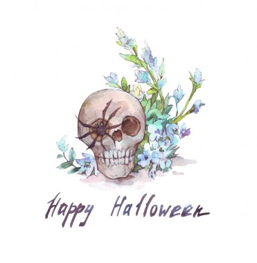 göz bir örümcek ile halloween kafatası