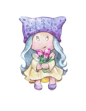 çiçekli tekstil karikatür bebek