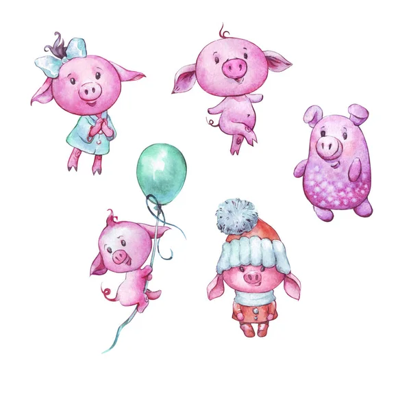 Zestaw Cartoon cute świń — Zdjęcie stockowe