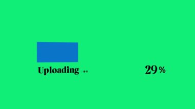  Yeşil Ekran Arkaplanındaki Mavi Yükleme Çubuğu 0 ile 100 Animasyon