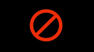 Siyah Arkaplanda Kırmızı Çizgili Yasak Çember Canlandırması olan Giriş Logosu Yok