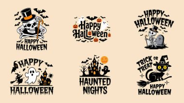 Klasik elementli ürkütücü Cadılar Bayramı tişörtü tasarımı. Cadılar bayramı sopası ve ay gömleği tasarımı