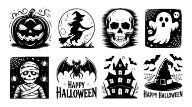 Klasik elementli ürkütücü Cadılar Bayramı tişörtü tasarımı