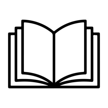 Eğitim öğrenimi ve okuma kavramları için açık bir kitap simgesi. Temiz çizgileri olan modern kitap simgesi