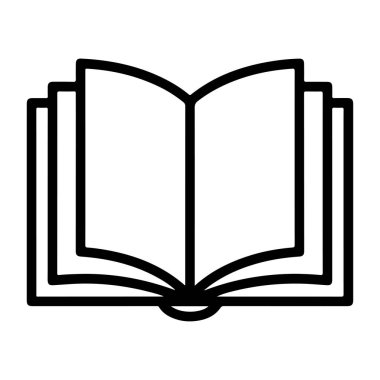 Eğitim öğrenimi ve okuma kavramları için açık bir kitap simgesi. Temiz çizgileri olan modern kitap simgesi
