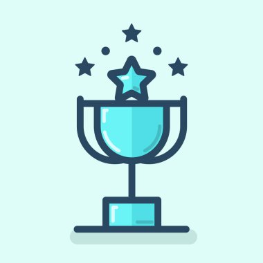 Yıldız resimli kupa. Başarı ödülü tanıma konsepti için yıldız ikonlu kupa.