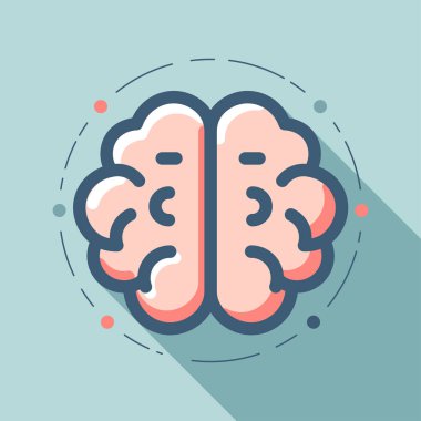 Zeka bilgisi psikoloji eğitimi için beyin ikonu düz vektör çizimi, beyin düşünme fikri sembolü