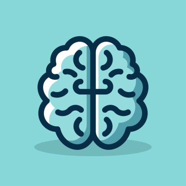 Zeka bilgisi psikoloji eğitimi için beyin ikonu düz vektör çizimi, beyin fikri düşünme sembolü