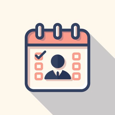 Ticari kullanıcı illüstrasyonuyla takvim. Randevu zamanlaması planlama konsepti için iş kullanıcı simgesi ile takvim