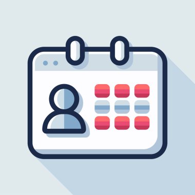 Kullanıcı illüstrasyonlu takvim. Randevu zamanlaması planlama verimlilik kavramı için kullanıcı simgesi ile takvim