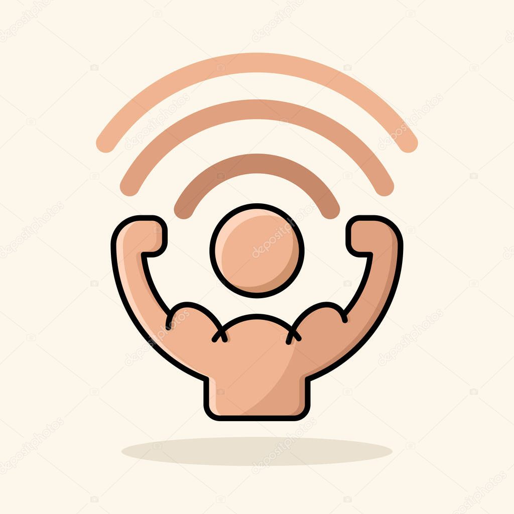 Muscle icon, muscle vector illustration in flat design style for strength fitness and bodybuilding