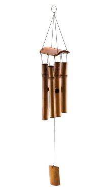 Beyaz bitti izole bambu rüzgar ahenge