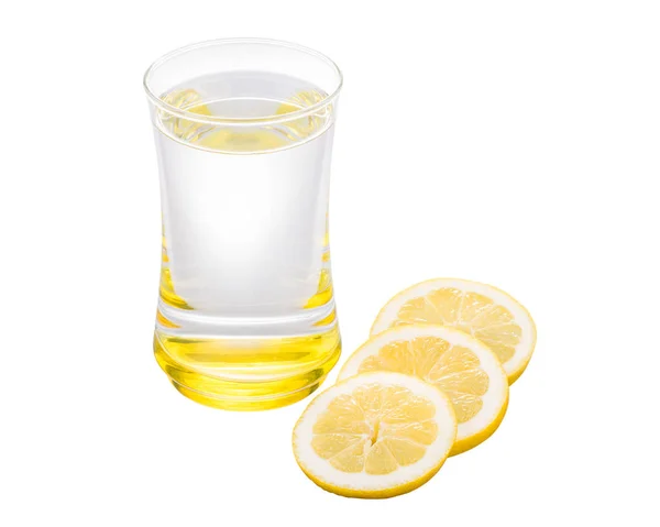 Glas Mit Wasser Und Zitronenscheiben — Stockfoto