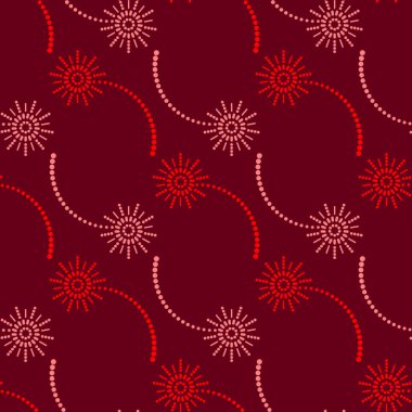 Soyut çiçek desenli kırmızı tonlarında