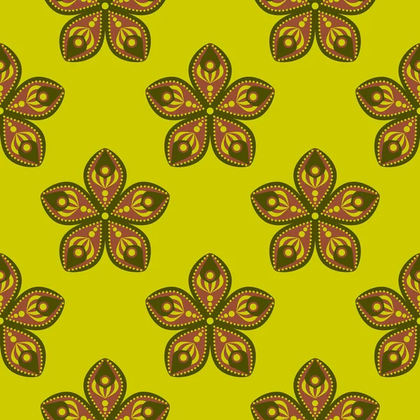 Soyut sorunsuz çiçek desenli bir sarı-yeşil zemin üzerine