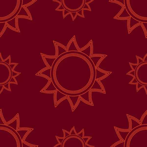 Бесшовный Пунктирный Рисунок Солнца Красном Фоне — стоковый вектор