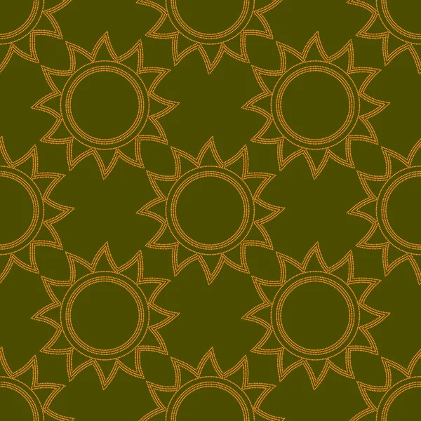 Бесшовный Пунктирный Рисунок Солнца Зеленом Фоне — стоковый вектор