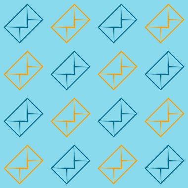 Mavi arka plan zarflara posta desenle