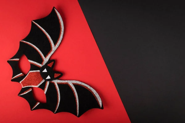 Halloween Fond Noir Rouge Avec Masque Chauve Souris — Photo