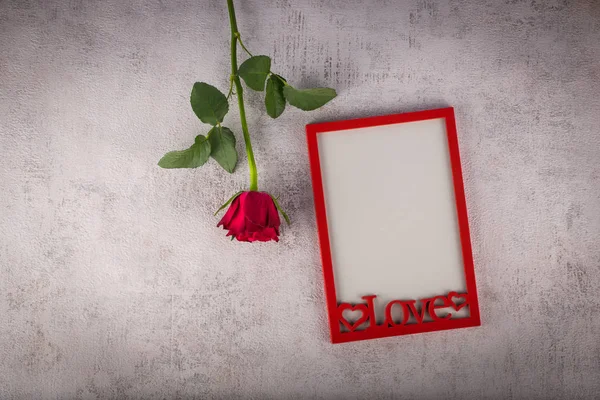 Красная Рамка Цветочком Розы Понятие Любви — стоковое фото