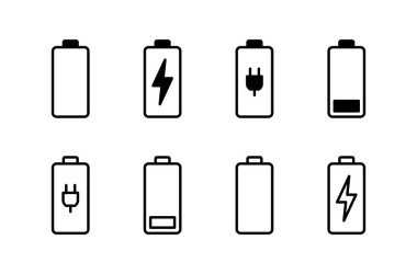 Batarya simgesi logosu tasarımı. Şarj işareti. pil şarj seviyesi