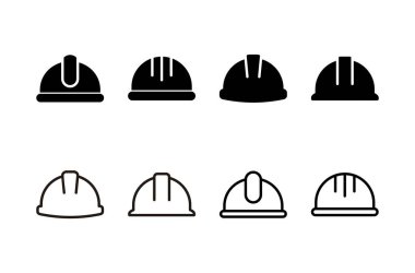 Kask simgesi logosu tasarımı. Motosiklet kaskı tabelası ve sembolü. İnşaat miğferi simgesi. Güvenlik kaskı