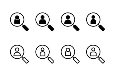 Simge logosu tasarımı işe alınıyor. Arama işi boşluk işareti ve sembol. İnsan kaynakları konsepti. İşe alım.