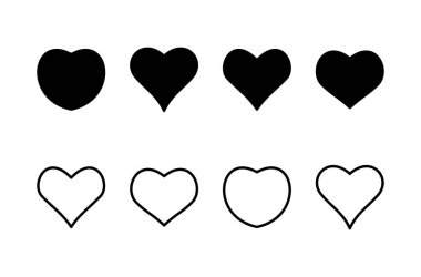 Aşk simgesi logosu tasarımı. Kalp işareti ve sembol. Simge vektörü gibi.