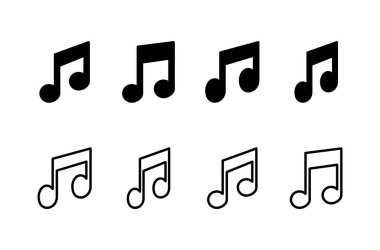 Müzik simgesi logosu tasarımı. nota işareti ve sembol