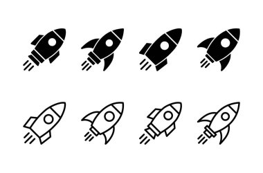 Roket ikon logosu tasarımı. Başlangıç işareti ve sembol. roket fırlatma simgesi