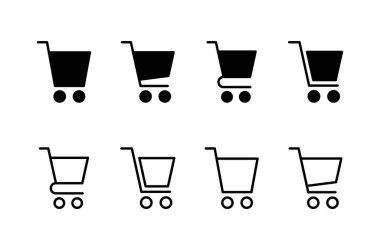 Alışveriş simgesi logosu tasarımı. Alışveriş arabası işareti ve sembol. Trolley simgesi