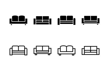 Koltuk simgesi logosu tasarımı. Kanepe işareti ve sembol. mobilya simgesi