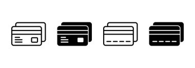 Kredi kartı ikon vektörü. Kredi kartı ödeme imzası ve sembolü