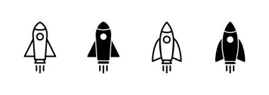 Roket ikon vektörü. Başlangıç işareti ve sembol. roket fırlatma simgesi