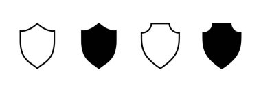 Kalkan simgesi vektörü. Koruma ikonu. Güvenlik işareti ve sembol