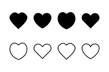 Aşk simgesi logosu tasarımı. Kalp işareti ve sembol. Simge vektörü gibi.