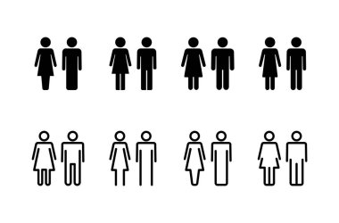 Erkek ve kadın simge logosu tasarımı. Erkek ve dişi işareti ve sembol. Kızlar ve oğlanlar