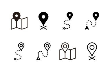 Haritalar ve logo tasarımı. konum işareti ve sembol. coğrafi konum, imleç simgesi.