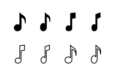 Müzik simgesi logosu tasarımı. nota işareti ve sembol