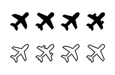Uçak ikonu logosu tasarımı. Uçak işareti ve sembol. Uçuş taşıma sembolü. Seyahat işareti. uçak.