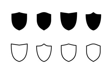 Kalkan simgesi logosu tasarımı. Koruma ikonu. Güvenlik işareti ve sembol
