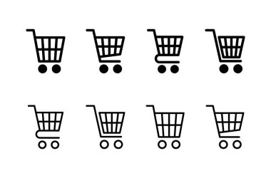 Alışveriş simgesi logosu tasarımı. Alışveriş arabası işareti ve sembol. Trolley simgesi