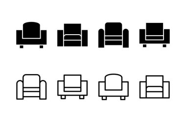 Koltuk simgesi logosu tasarımı. Kanepe işareti ve sembol. mobilya simgesi