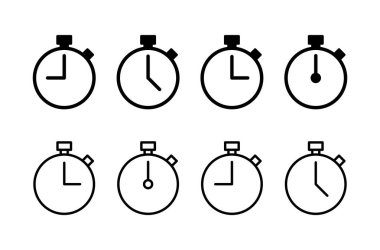 Kronometre simgesi logosu tasarımı. Zamanlayıcı işareti ve sembol. Geri sayım simgesi. Zaman Dönemi