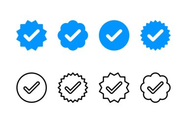Doğrulanmış simge logosu tasarımı. Doğrulama işareti. onaylanmış simge